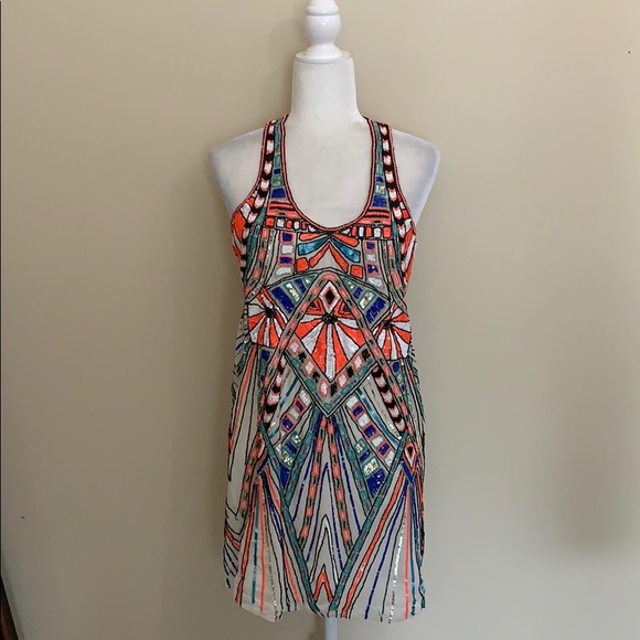 Parker Ramsey Sequin Dress Shock Pink Small $398 - Picture 4 of 8